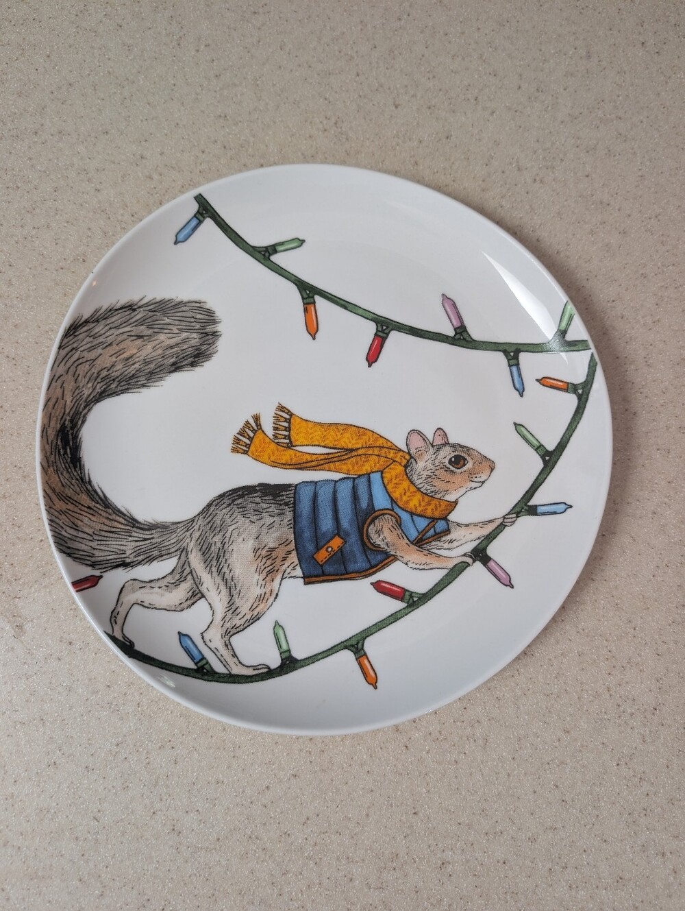 West Elm + Rachel Kozlowski Holiday Dinner Plate - White with Blue & Yellow